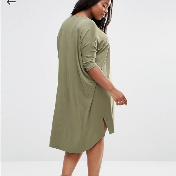 Sz 14 ASOS Curve Khaki t-shirt dress - Picture 2 of 3
